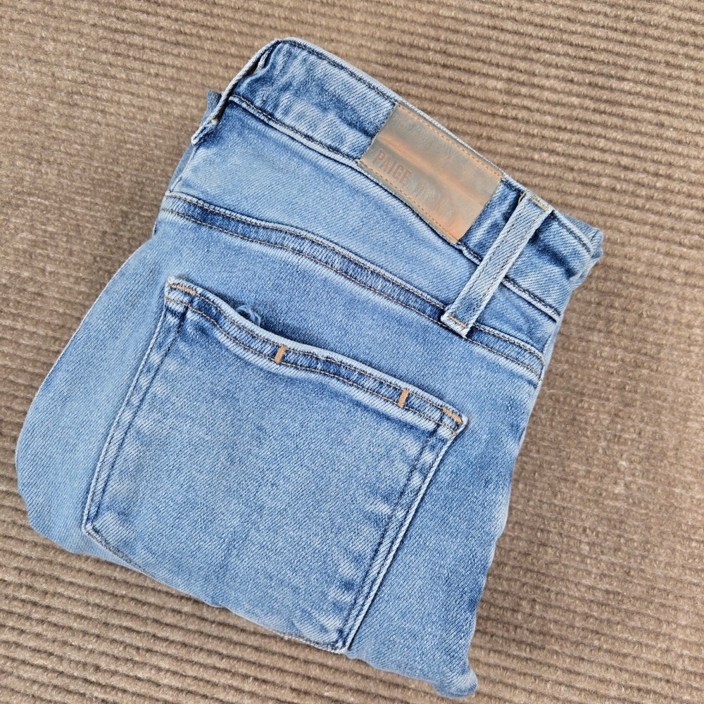 Paige Womens 28 Blue Cindy Raw Hem Straight Leg Jeans